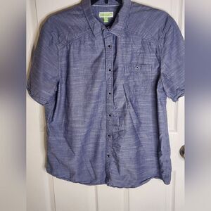 Cariloha 2XL LightGrayBlue Organic Cotton Bamboo  ShrtSlv Button Front Men Shirt